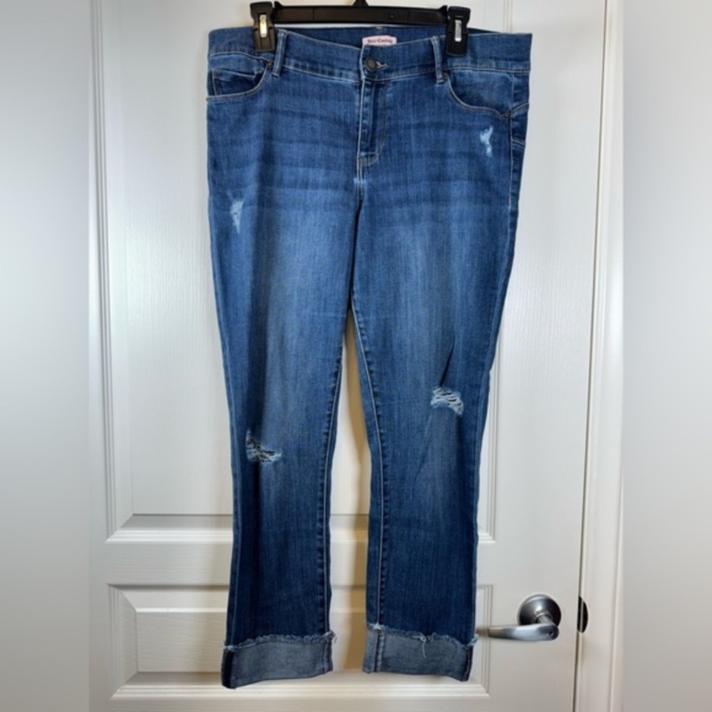 Juicy Couture Folded Ankle Blue Denim Jeans Size 14 Good #2014